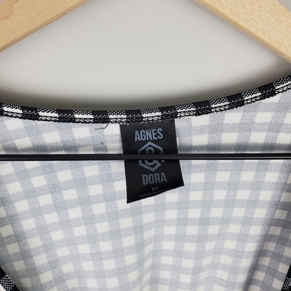 Agnes and Dora Black White Gingham Wrap Dress Medium - Picture 3 of 8